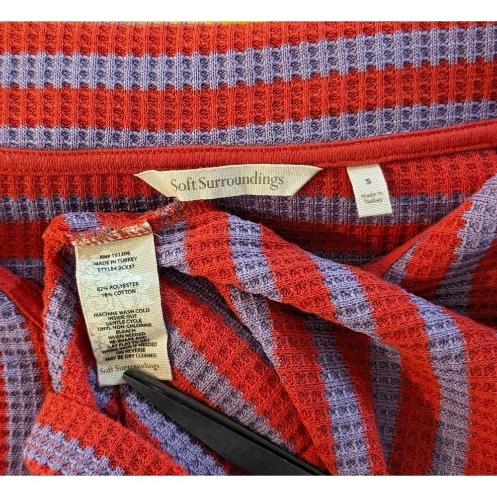 Soft Surroundings long sleeve‎ button front striped purple pink light sweater S - Picture 5 of 5